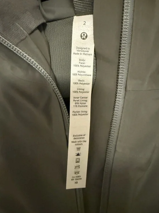 Lululemon Raincoat- Sz 2 - Picture 4 of 4